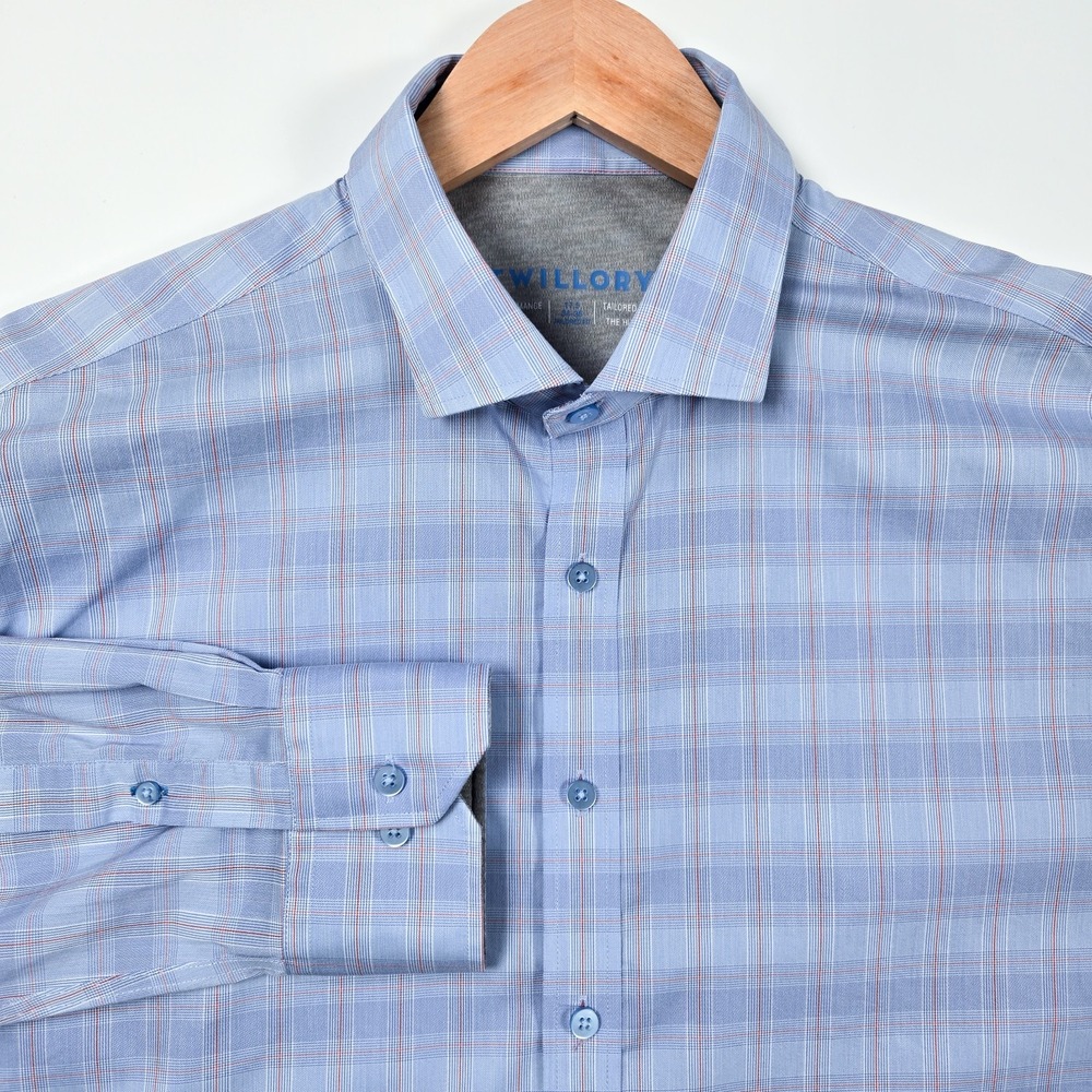 Twillory Shirt Mens 17 1/2 34/35‎ XL Tailored Fit Performance Button Down Check